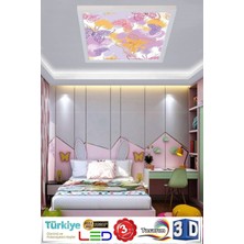 Gökyüzü Panel Modern Desenli Tavan Avize 60W LED Aydınlatma 60 cm  x 60 cm  Yeni Modern Çerçeveli