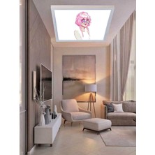 Gökyüzü Panel Relax Girl-Genç Odası LED Aydınlatma Avize- 60W Modern Tasarım 60 x 60 -Beyaz Işık-Tavan Lambası