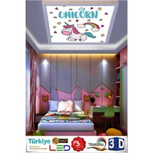 Gökyüzü Panel Unicorn Tasarım LED Avize 60 x 60 Ledli Beyaz KASA,60WATT, Beyaz Işık LED Avize, Çocuk Odası LED Avize