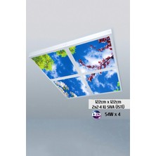 Gökyüzü Panel 124 cm  x 124 cm -DÖRTLÜ- Led-Sıva ÜSTÜ-216WATT-ECZANE Tavan-Led Aydınlatma-Avize Modelleri