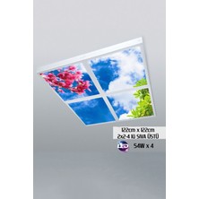 Gökyüzü Panel 124 cm  x 124 cm -DÖRTLÜ- Led-Sıva ÜSTÜ-216WATT-MAĞAZA Tavan-Led Aydınlatma-Avize Modelleri