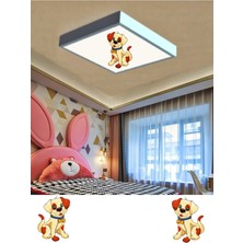 Gökyüzü Panel Kofi Çocuk Odası LED Avize- Aydınlatma-Şık TASARIM-60 cm  x 60 cm  Kare-Beyaz Işık-Beyaz Metal Çerçeve