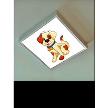 Gökyüzü Panel Kofi Çocuk Odası LED Avize- Aydınlatma-Şık TASARIM-60 cm  x 60 cm  Kare-Beyaz Işık-Beyaz Metal Çerçeve