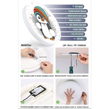 Gökyüzü Panel Sevimli Penguen Avize-Led AVIZE-25WATT-30 cm  x 30 cm ,ÇOCUK Odası Avize, Avize Modelleri,avize