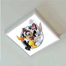 Gökyüzü Panel Disney Çocuk Odası LED AVIZE-60 x 60 Baskılı LED Avize- Beyaz Çerçeve-Led IŞIK-60W Homojen Dağılım