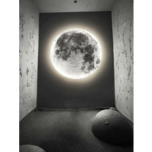 Gökyüzü Panel Moon LED Aplik 30 cm  Çap 25WATT Led, Ay LED Duvar Lambası, Uv Baskı Modern LED Aplik