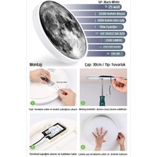 Gökyüzü Panel Moon LED Aplik 30 cm  Çap 25WATT Led, Ay LED Duvar Lambası, Uv Baskı Modern LED Aplik