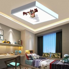 Gökyüzü Panel Tazmanya Canavarı,çocuk LED LAMBA-60W AYDINLATMA-60 cm  x 60 cm  Kare-Beyaz Işık-Metal Çerçeve
