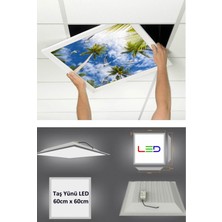 Gökyüzü Panel Asma TAVAN-60 cm  x 60 cm -SIVA ALTI-54W-6500K-BEYAZ-LED Panel-Led Armatür- 60 x 60 Taş Yünü Asma Tavan Ledi
