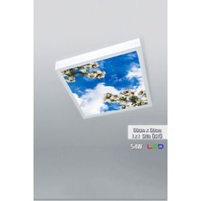 Gökyüzü Panel 1 x 1-TEKLI-60 x 60-TAVANA Yapışık LED PANEL-54W-SIVA Üstü-Kolay Montaj-Erik Dalları- LED