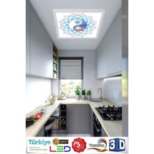 Gökyüzü Panel Ying-Yang Model LED Panel Avize 60W LED Aydınlatma 60 cm  x 60 cm  Modern Çerçeve