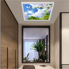 Gökyüzü Panel Uv Baskı 60WATT-KARE 60 x 60 -Led Ev Avize- Yeni Nesil Aydınlatma- Tavana Yapışık-Kolay Montaj Avize
