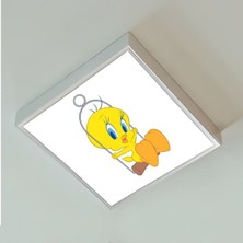 Gökyüzü Panel Tweety Çocuk LED LAMBA-54W Göz Yormayan AYDINLATMA-60 cm  x 60 cm  Kare-Beyaz Işık,beyaz Metal Çerçeve