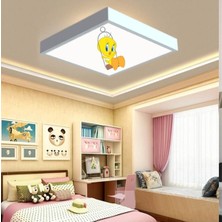 Gökyüzü Panel Tweety Çocuk LED LAMBA-54W Göz Yormayan AYDINLATMA-60 cm  x 60 cm  Kare-Beyaz Işık,beyaz Metal Çerçeve
