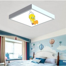 Gökyüzü Panel Tweety Çocuk LED LAMBA-54W Göz Yormayan AYDINLATMA-60 cm  x 60 cm  Kare-Beyaz Işık,beyaz Metal Çerçeve