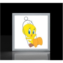 Gökyüzü Panel Tweety Çocuk LED LAMBA-54W Göz Yormayan AYDINLATMA-60 cm  x 60 cm  Kare-Beyaz Işık,beyaz Metal Çerçeve