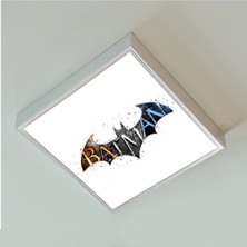 Gökyüzü Panel Batman-Çocuk Avize-Lamp 60 x 60 Baskılı LED Avize- Beyaz Çerçeve-Led Işık-Kolay MONTAJ-60W