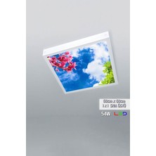 Gökyüzü Panel 1 x 1-TEKLI-60 x 60-TAVANA Yapışık LED PANEL-54W-SIVA Üstü-Kolay Montaj-Renkli Hava- LED
