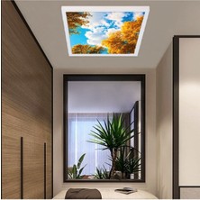Gökyüzü Panel 60WATT-60 x 60 -Led Salon Avize- Sonbahar Yeni Tasarım Aydınlatma- Tavana Yapışık-Kolay Montaj Avize