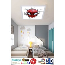 Gökyüzü Panel Örümcek Adam LED Çocuk Tavan Avize 60 cm  x 60 cm , 60WATT LED Aydınlatma Avize, Spaderman Avize