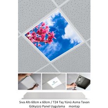 Gökyüzü Panel Asma Tavan LED-60 cm  x 60 cm -SIVA ALTI-54W-6500K-LED Panel-Led ARMATÜR-60 x 60 Taş Yünü Asma Tavan Ledi-A+