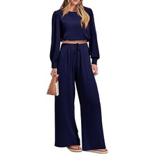 Barbora Keten Yazlık Yüksel Bel Pantolon Balon Kol Tasarım Bluz İkili takım Alt Üst