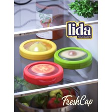 3'lü Freshcap - Meyve, Sebze, Soğan, Limon ve Domates Saklama Kabı Esnek ve Yeniden Kullanılabilir
