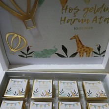 Beyaz Kutulu Mavi Ayıcıklı Doğumgünü Yenidoğan Bebek Mevlüd-I Bebek Çikolatası