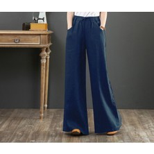 Barbora Keten Günlük Pantolon Beli Lastikli Bağcıklı