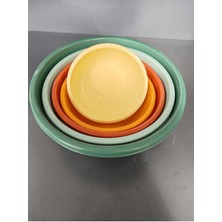 Renkli 5 Adet Yuvarlak Badya Seti Karıştırma & Saklama Kabı Çok Amaçlı Leğen Farklı Boyutlarda