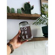 Cam Dekoratif Erzak Kahve Kavanozu Çay Şeker Kavanozu Coffee Etiketli