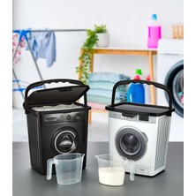 2'li Ölçek Kap Hediyeli Oval Deterjan Saklama Kutusu 5 Litre Dayanıklı Plastik Malzeme