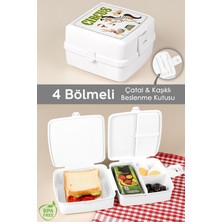 2 Katlı Bölmeli Çatal Kaşıklı Çocuk Beslenme Kutusu - Öğrenci Okul Beslenme Yemek Taşıma Kabı -Beyaz