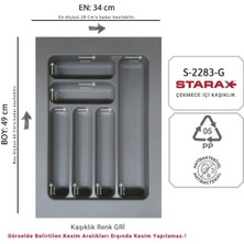 S-2283-G Çekmece Içi Plastik Kaşıklık Gri En:34-28 D:49-40 cm Arası Kesilir 6 Göz