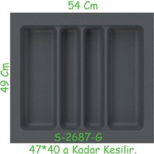 Çekmece Içi Plastik Kepçelik Gri 4 Göz ( S-2687-G )