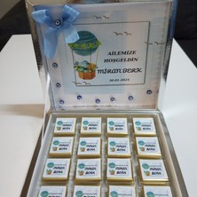 Gümüş Renk Kutulu Etiketli Bebek Mevlüd-I Dogumgünü Yenidoğan Bebek Çikolatası