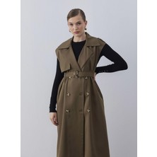 Merve Gültekin Atelier Uzun Trenç Yelek Haki