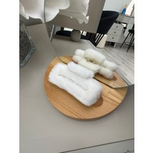 SP Accessories Beyaz Rengi Peluş Mandallı Toka