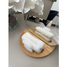 SP Accessories Beyaz Rengi Peluş Mandallı Toka