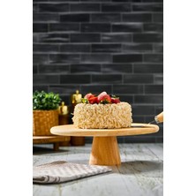 Bambu Yuvarlak Kek ve Pasta Sunum Standı, Doğal Bambu Ayaklı Kek Pasta Sunumluk 28 cm