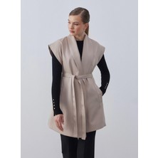 Merve Gültekin Atelier Gabardin Yelek Bej
