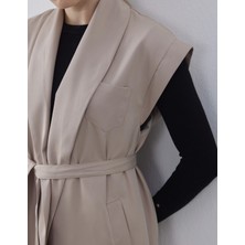 Merve Gültekin Atelier Gabardin Yelek Bej