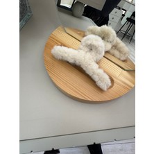 SP Accessories Krem Rengi Peluş Mandallı Toka