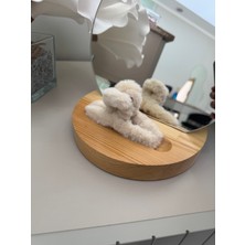SP Accessories Krem Rengi Peluş Mandallı Toka