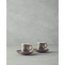 Rolly New Bone China 4 Parça 2 Kişilik Kahve Fincan Takımı Vizon