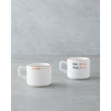 Feel Good Seramik 2'li Çay Fincanı Takımı 184 ml Turuncu-Siyah