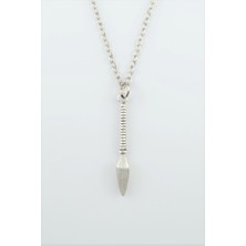Mızrak Ucu Gümüş Kaplama Düz Zincir Kolye