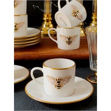 Regna Home Fine Living Queen Bee 12 Parça Yaldızlı Porselen Kahve Seti 6 Kişilik Estetik ve Dayanıklı Tasarım