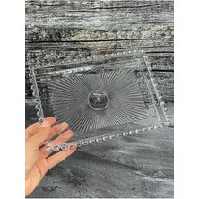 Dikdörtgen Boncuklu Mika Sunum Tepsisi, Kahve Sunum Tepsisi, Boncuk Tepsi, 2 Adet