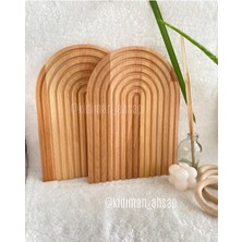 Ahşap Oymalı Yarım Gökkuşağı Dekoratif Tepsi Sunum Tepsisi Sunumluk 1 Adet